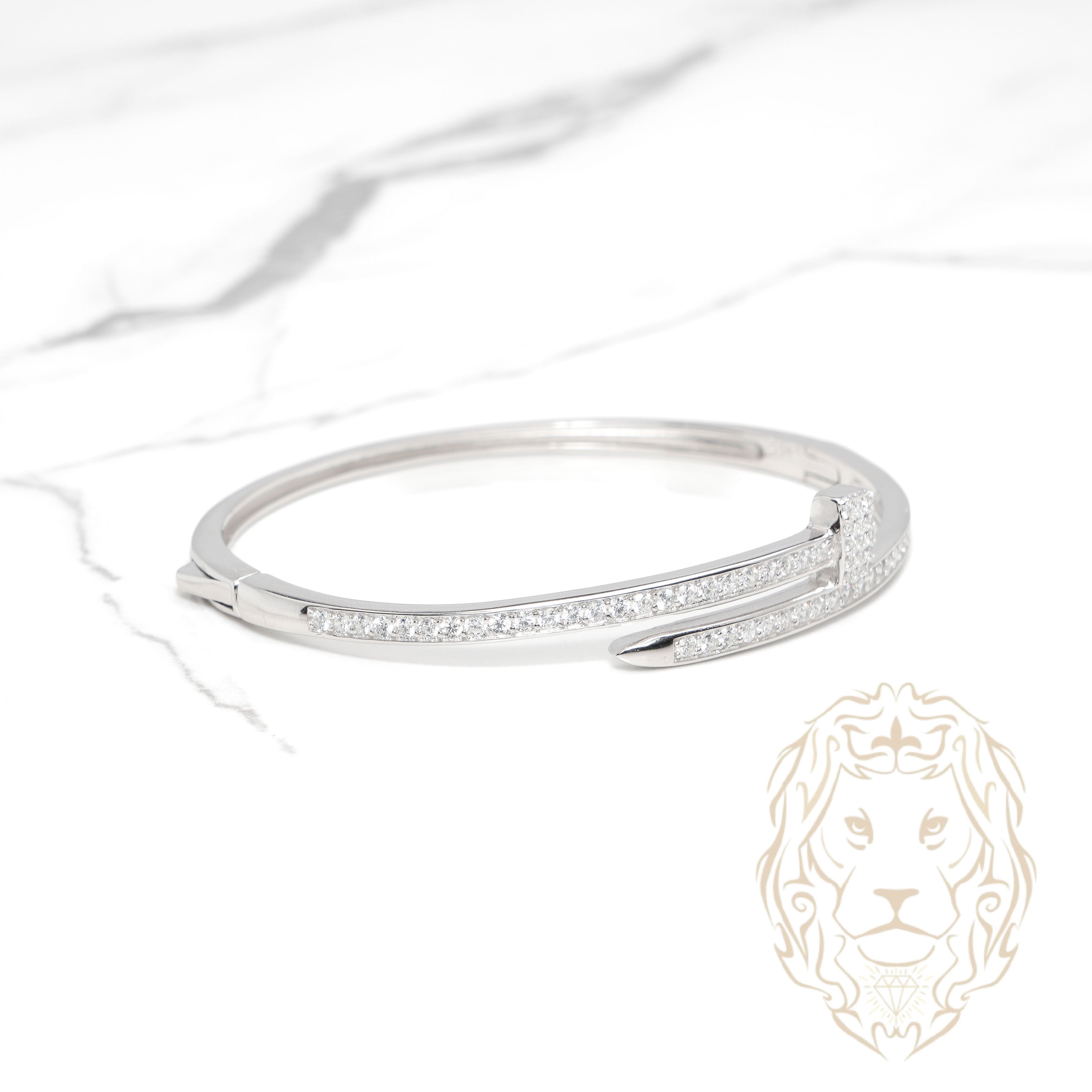 Bracelet jonc - Argent clou pavé de cz - BRS563