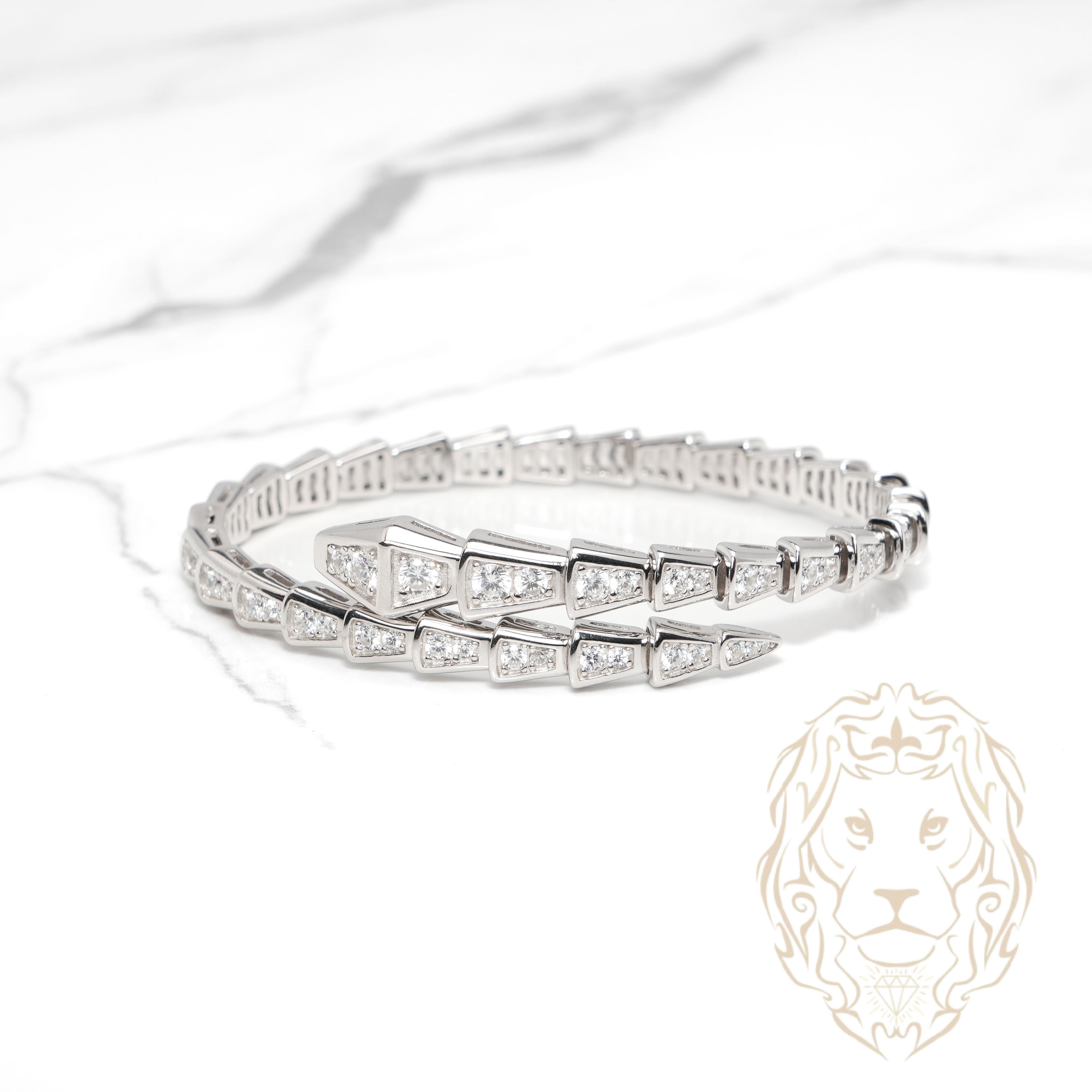 Bracelet jonc - Argent serpent pavé de cz - BRS565
