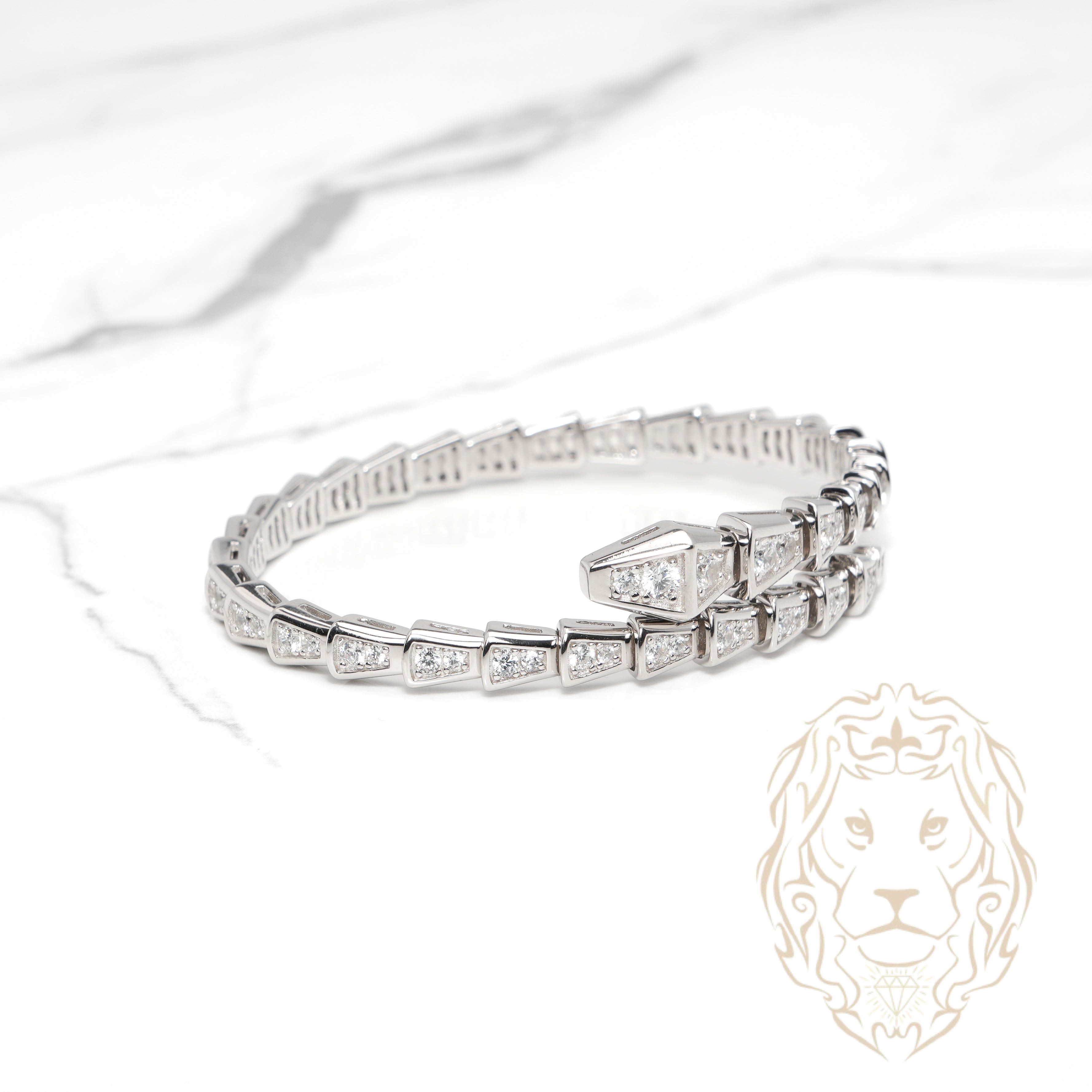 Bracelet jonc - Argent serpent pavé de cz - BRS565