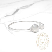 Bracelet jonc ouvert - Argent boule pavé de cz - BRS567