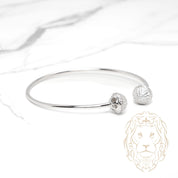 Bracelet jonc ouvert - Argent boule pavé de cz - BRS568