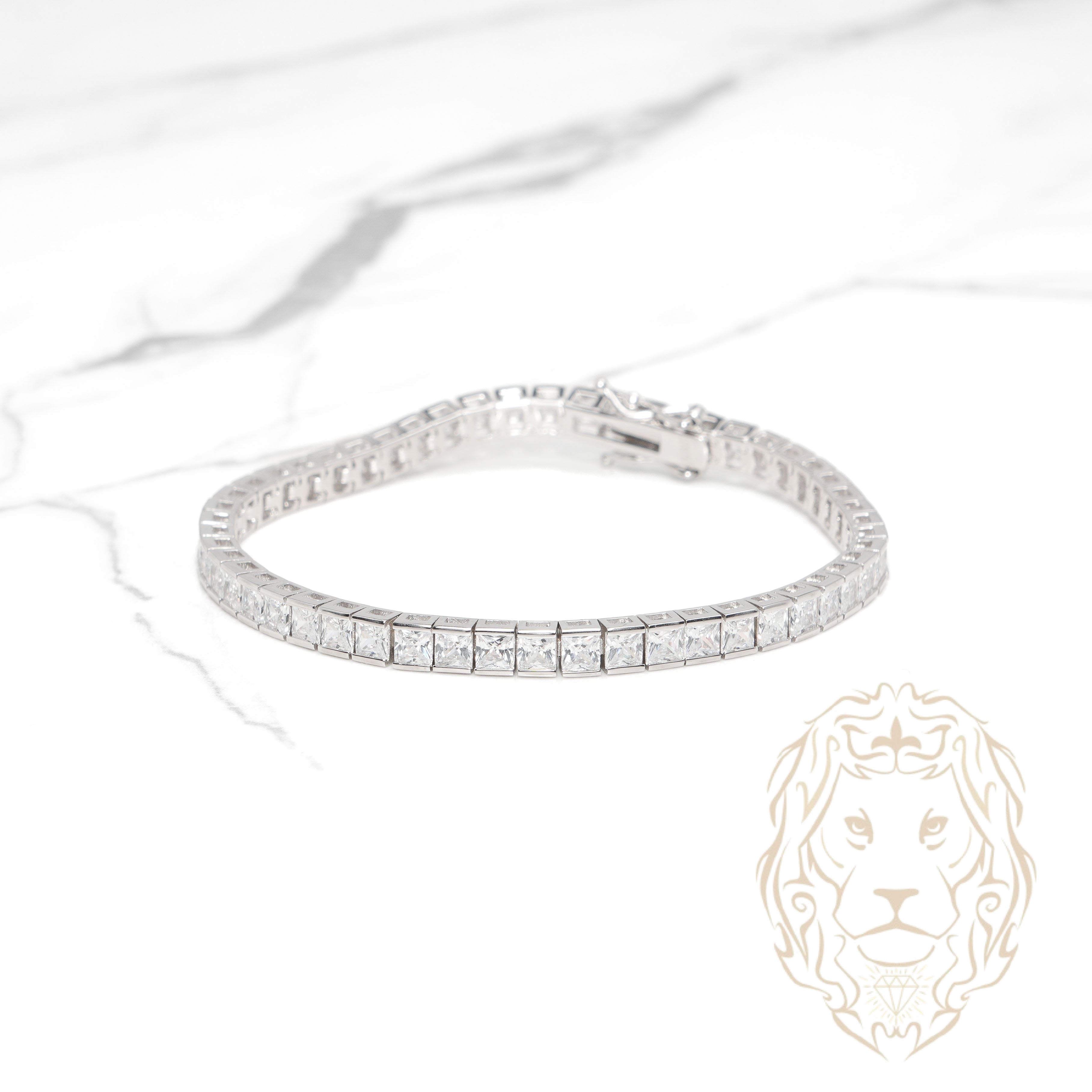 Bracelet - Argent tennis pierres cz coupe princesse serties clos - BRS569