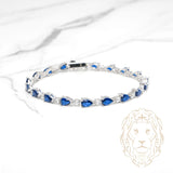 Bracelet - Argent tennis pierres cz coupe poire bleues - BRS577