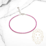 Bracelet - Argent tennis pierres cz rondes rouges 2mm - BRS570