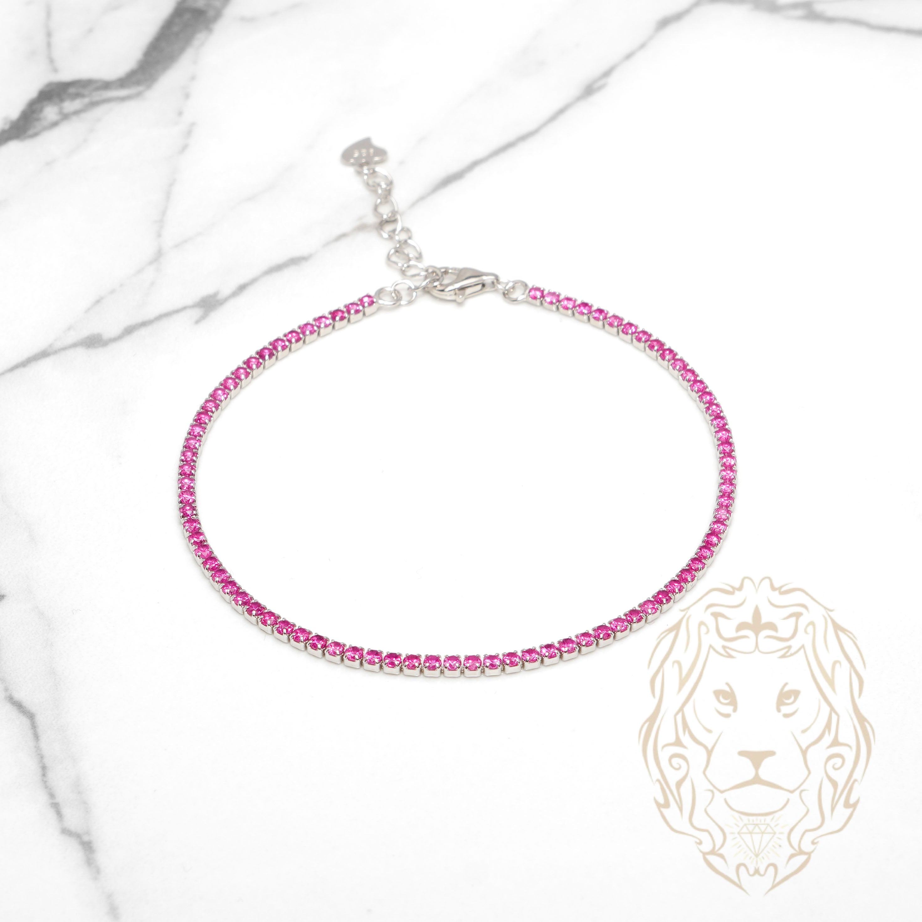 Bracelet - Argent tennis pierres cz rondes rouges 2mm - BRS570