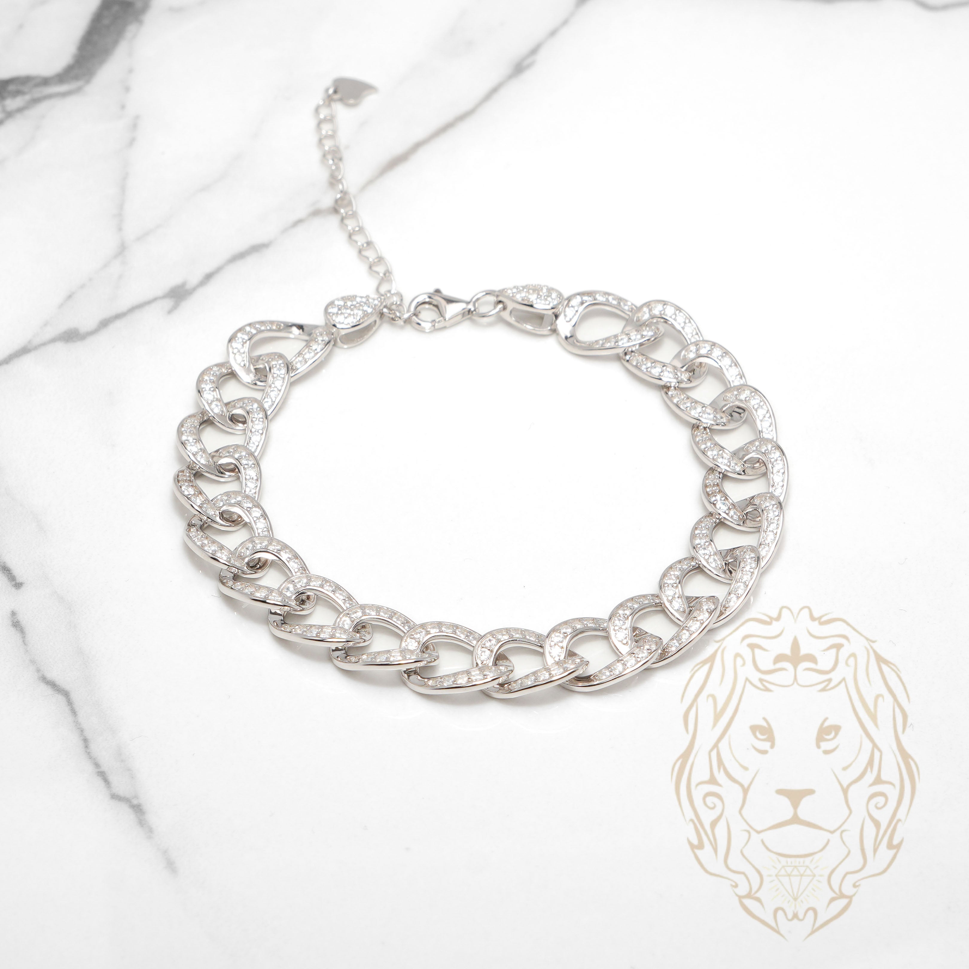 Bracelet - Argent curb pavé de cz - BRS571
