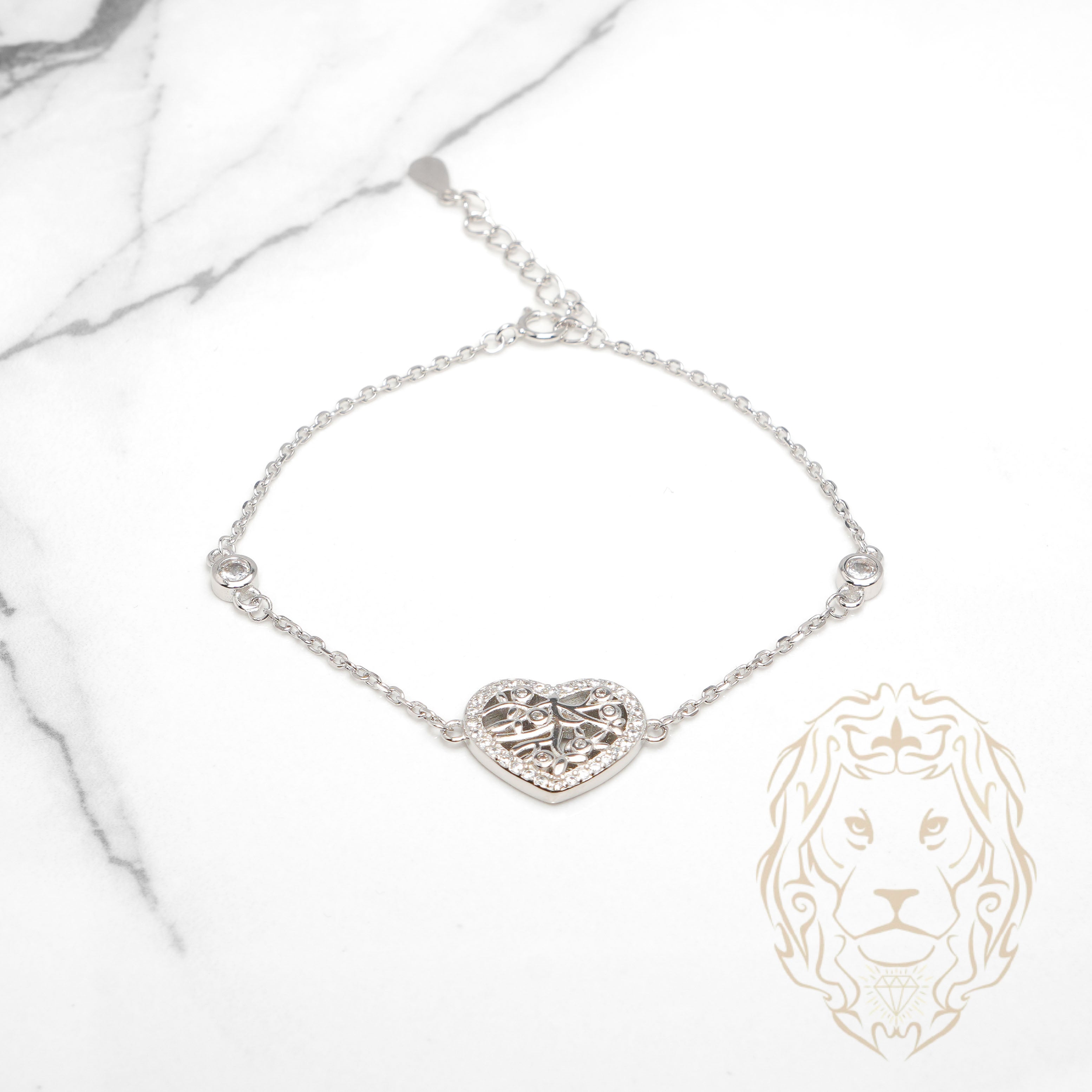 Bracelet - Argent coeur pavé de cz - BRS572