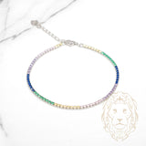 Bracelet - Argent tennis pierres cz rondes multicolores - BRS573