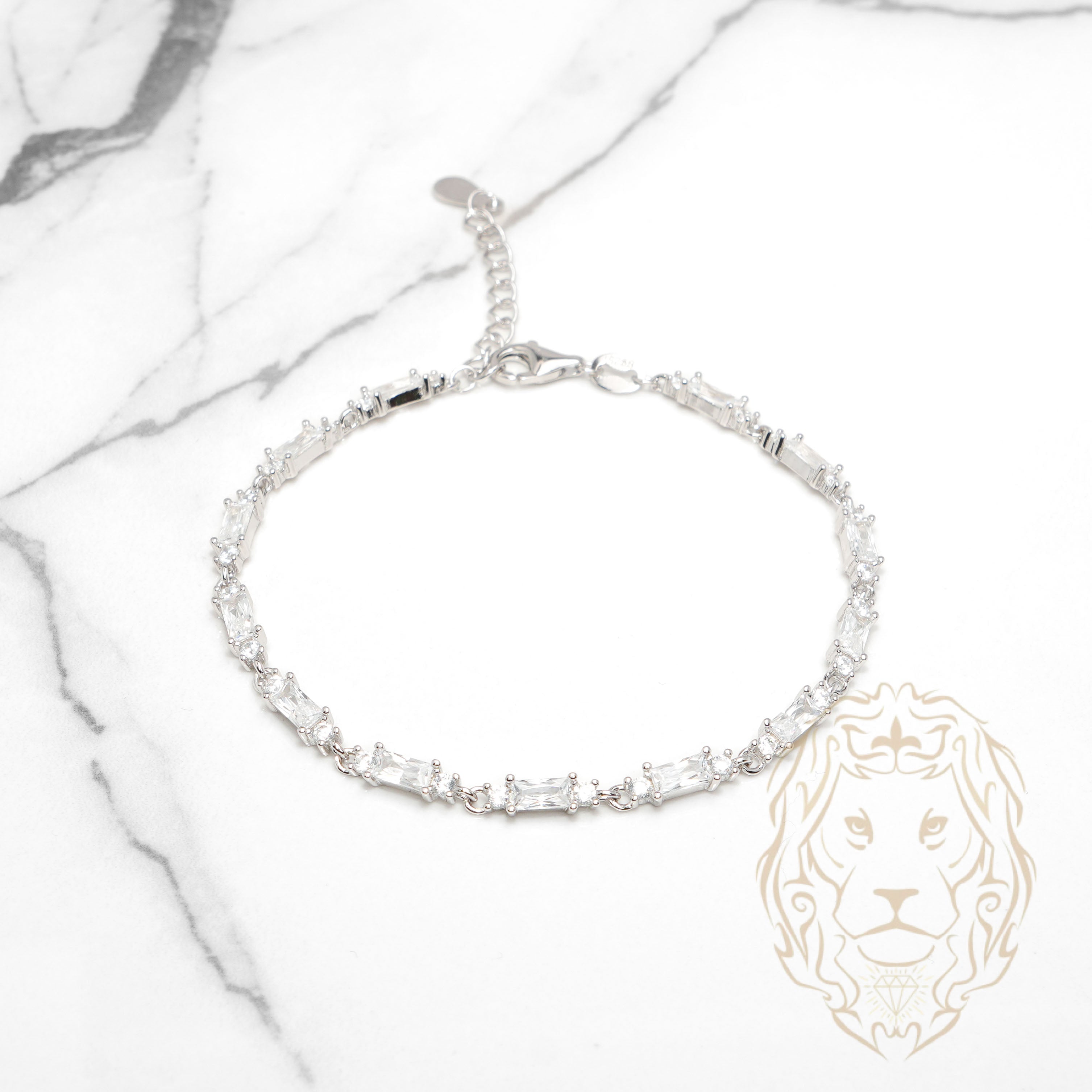 Bracelet - Argent pierres cz coupe émeraude & ronde - BRS578
