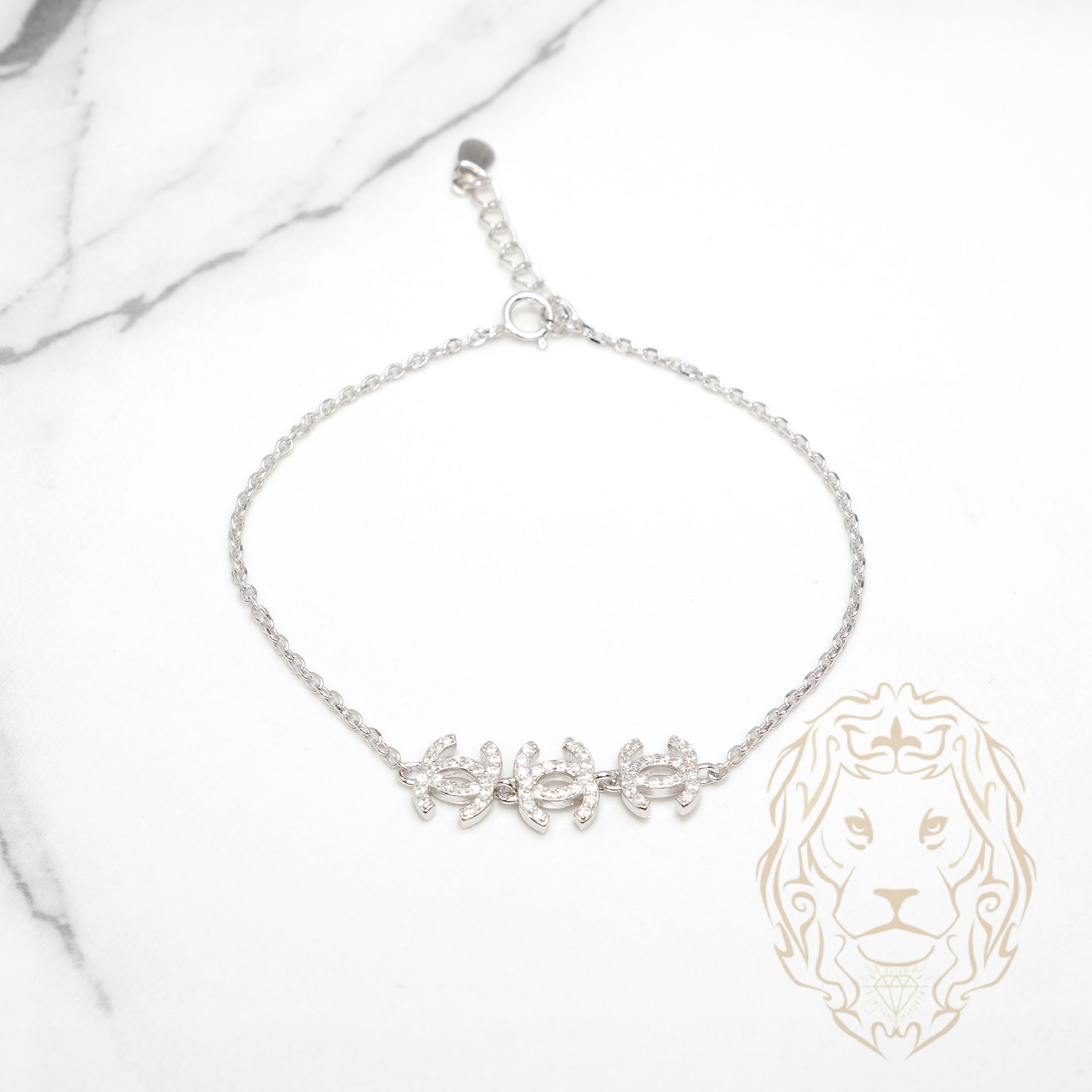Bracelet - Argent double C pavé de cz - BRS581