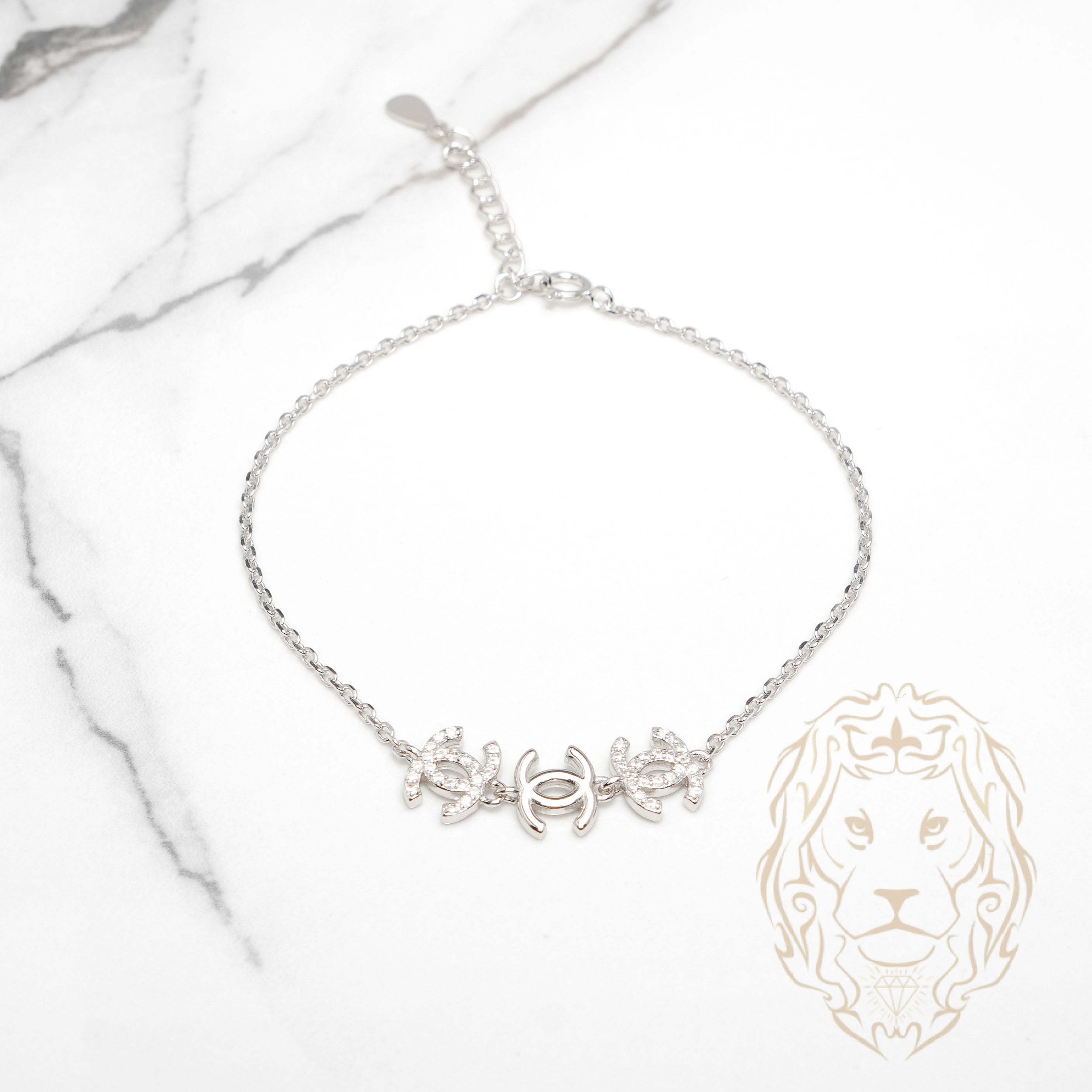 Bracelet - Argent double C pavé de cz - BRS582