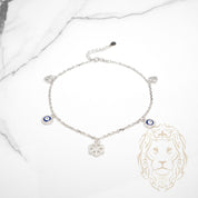 Bracelet de cheville - Argent flocon & mauvais oeil pavé de cz - ANS012