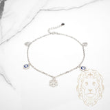 Bracelet de cheville - Argent flocon & mauvais oeil pavé de cz - ANS012