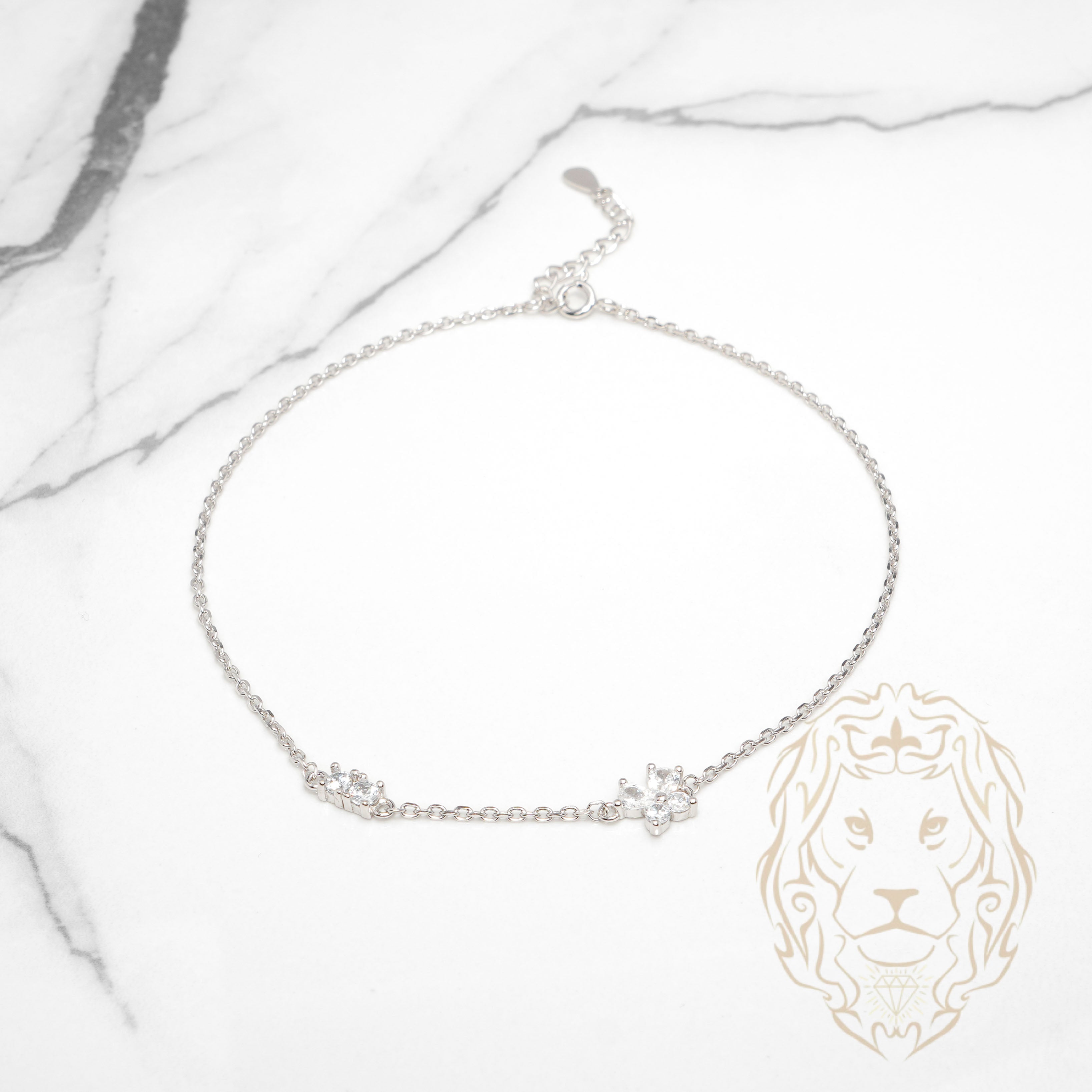 Bracelet de cheville - Argent papillon en pierres cz - ANS013