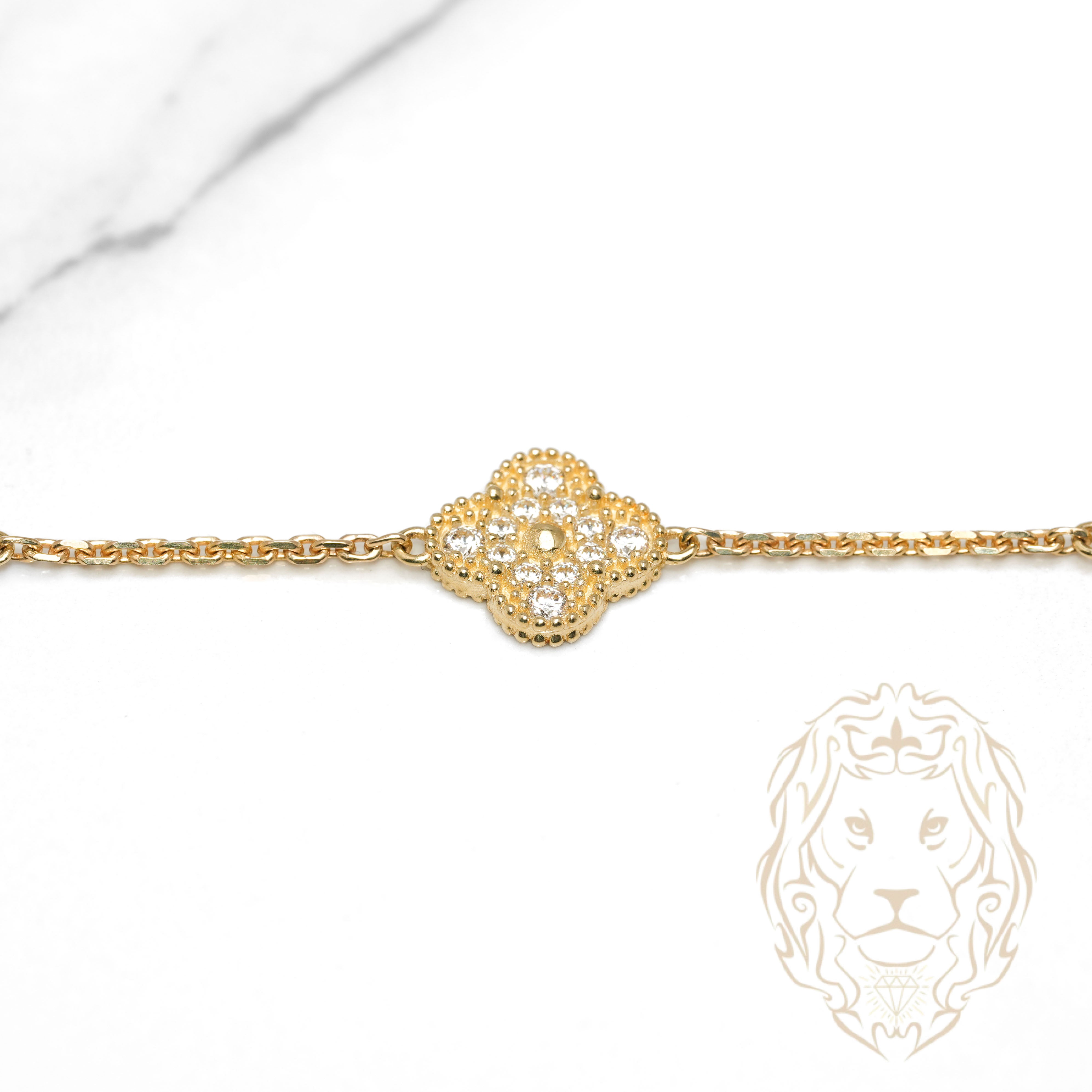 Bracelet - Or 10K jaune trèfles en pierres cz 13.5mm - BRG916