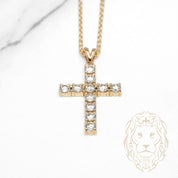 Collier - Or 14K jaune pendentif croix en diamants laboratoire coupe rond brillant 2.60TCW - CHGL024