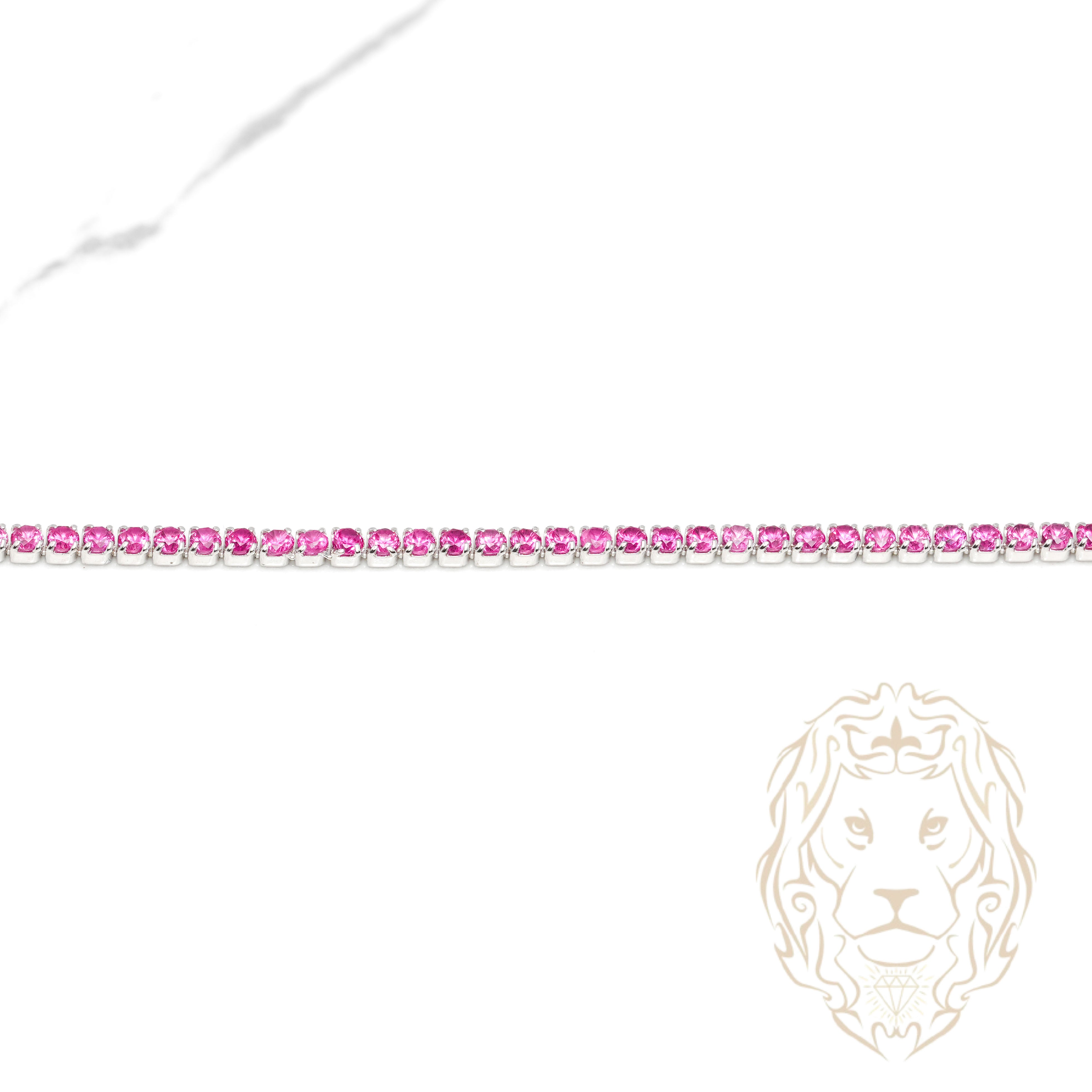 Bracelet - Argent tennis pierres cz rondes rouges 2mm - BRS570