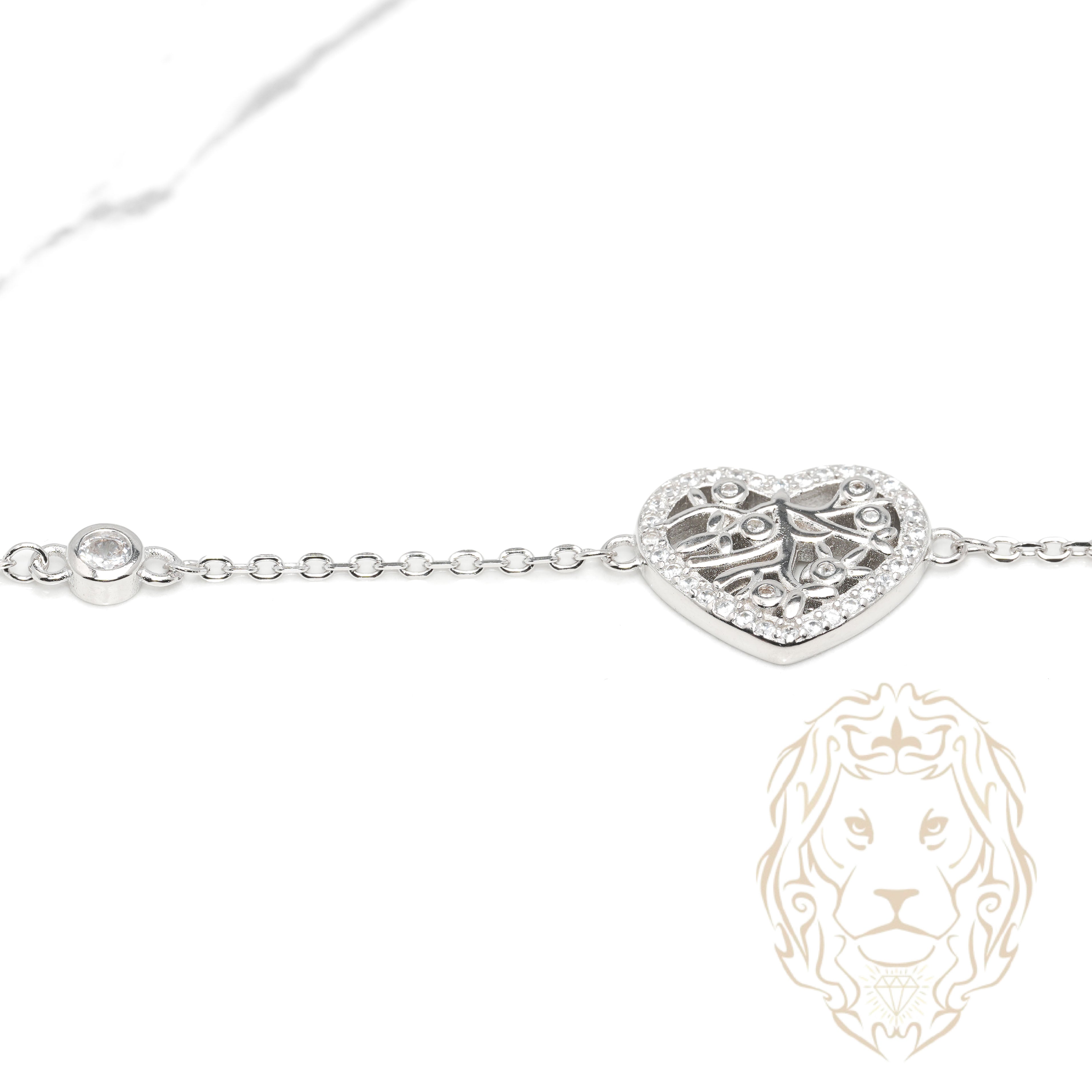 Bracelet - Argent coeur pavé de cz - BRS572