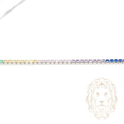 Bracelet - Argent tennis pierres cz rondes multicolores - BRS573