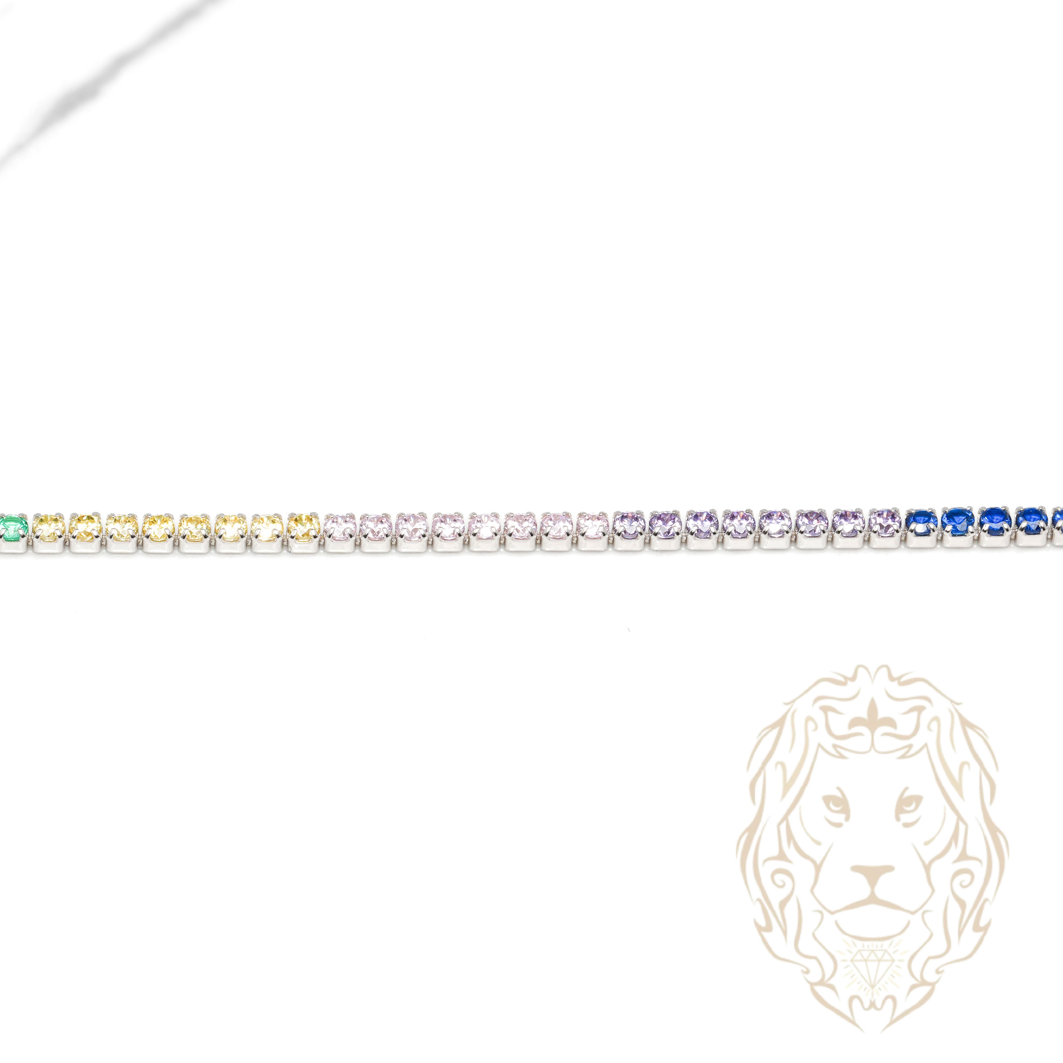 Bracelet - Argent tennis pierres cz rondes multicolores - BRS573