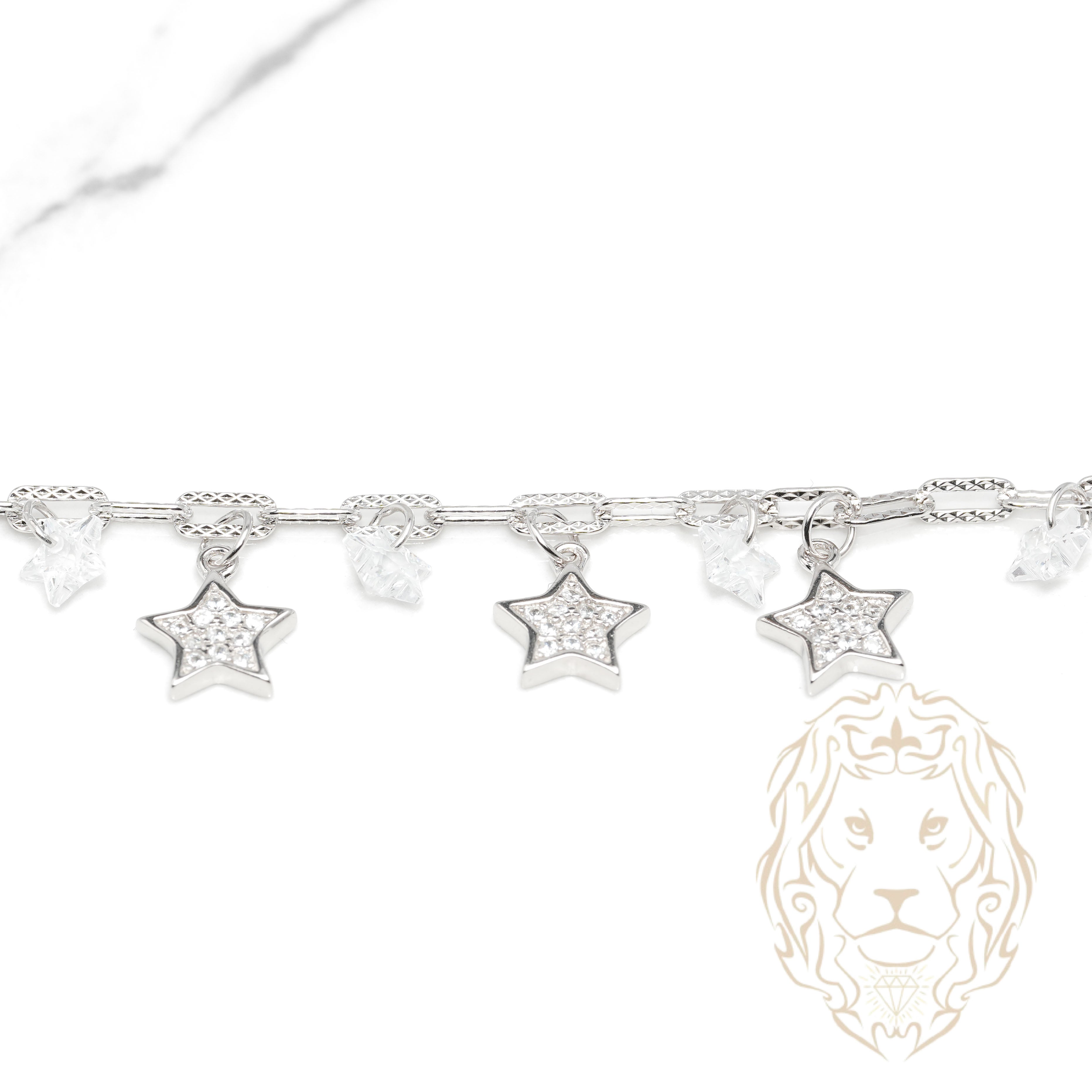 Bracelet - Argent étoiles pavées de cz & en pierre - BRS574