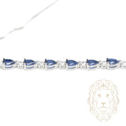 Bracelet - Argent tennis pierres cz coupe poire bleues - BRS577