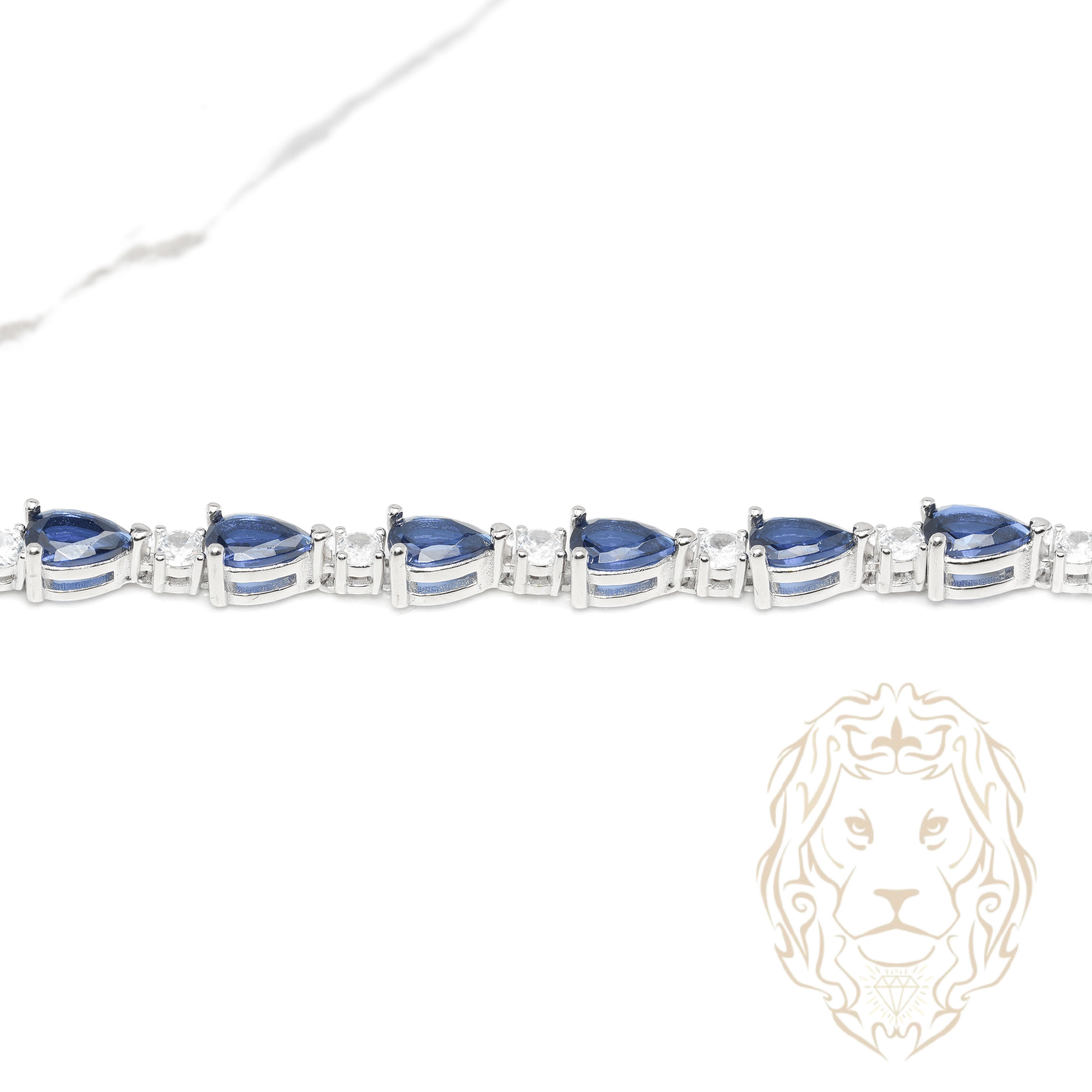 Bracelet - Argent tennis pierres cz coupe poire bleues - BRS577