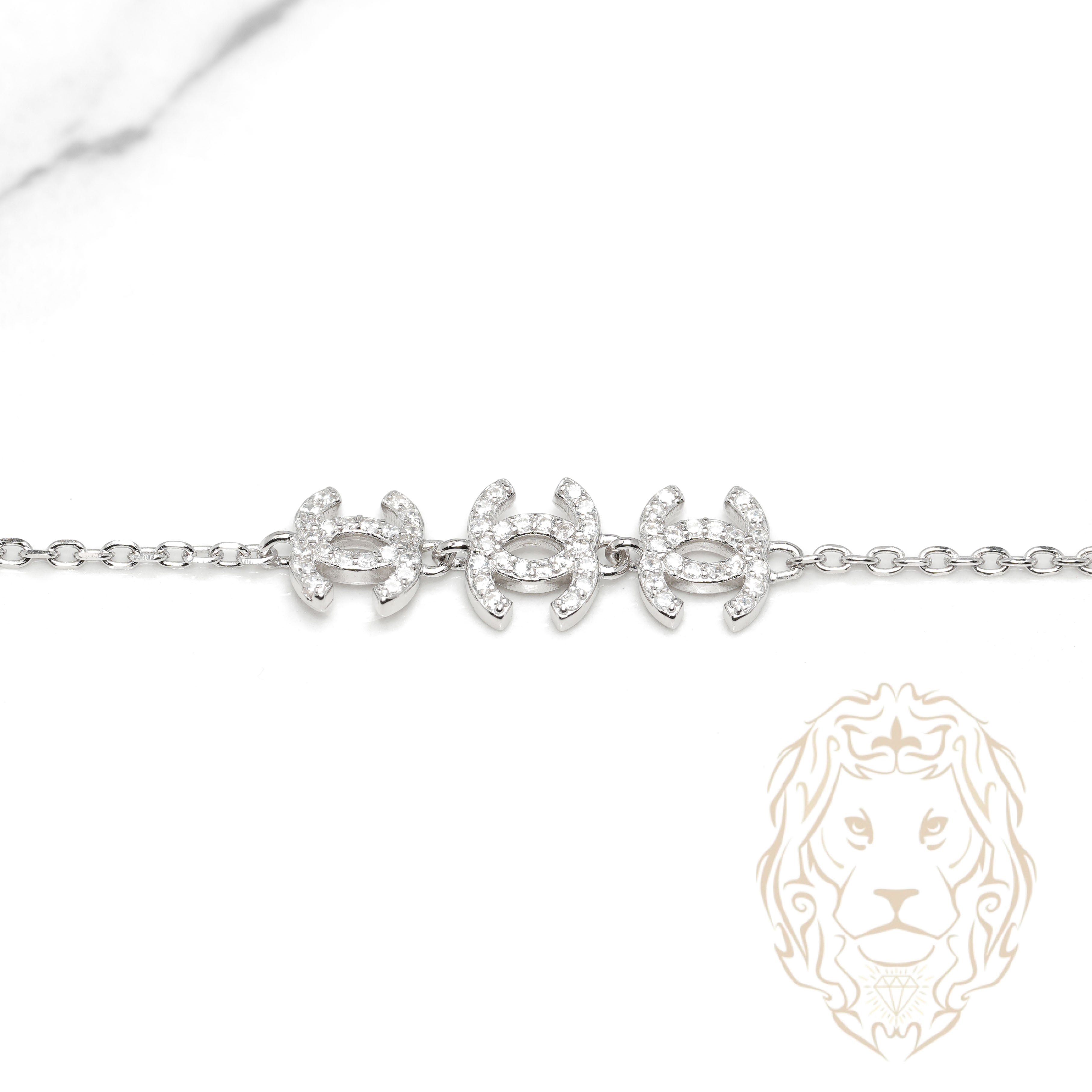 Bracelet - Argent double C pavé de cz - BRS581
