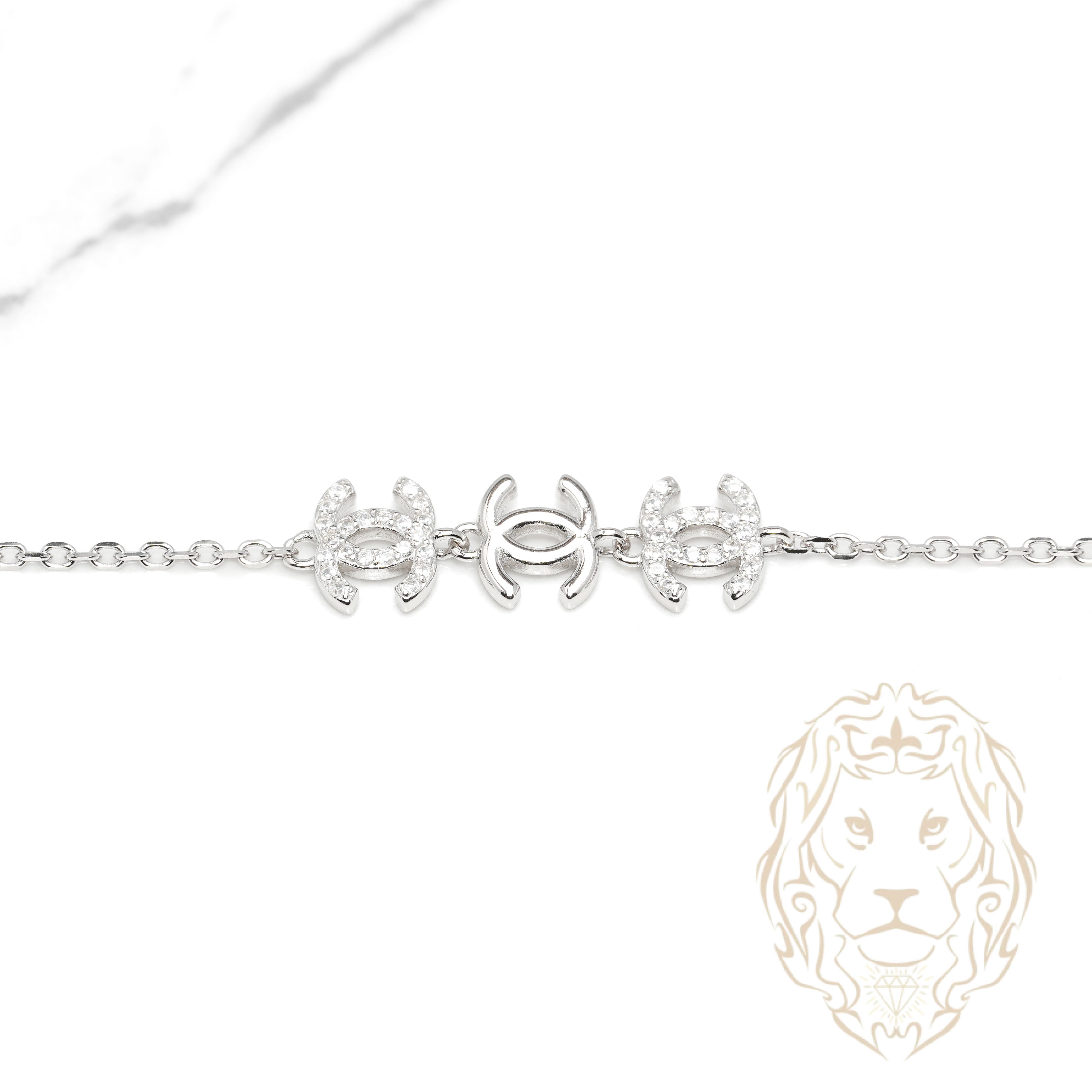 Bracelet - Argent double C pavé de cz - BRS582