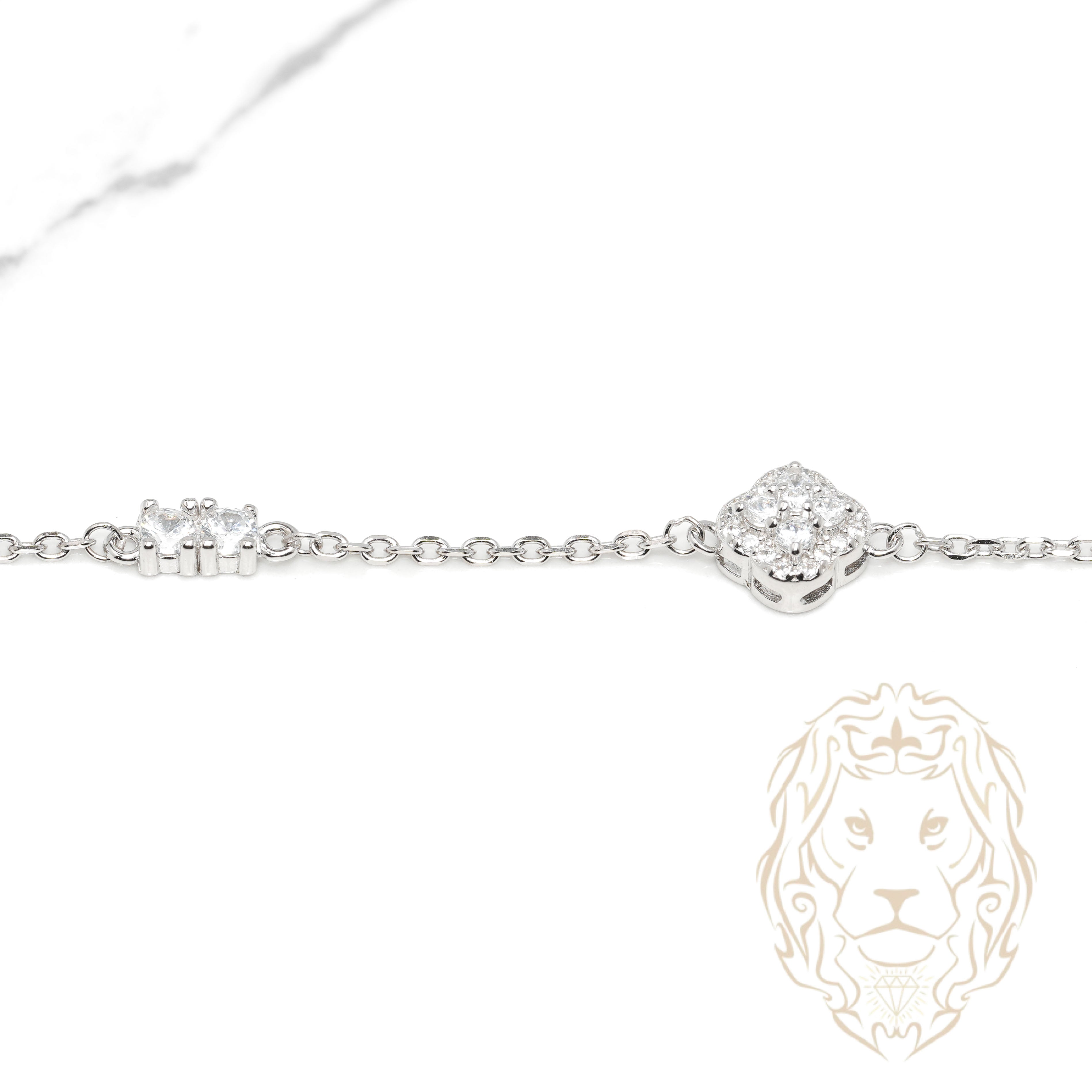 Bracelet de cheville - Argent trèfle en pierres cz - ANS011