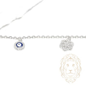 Bracelet de cheville - Argent flocon & mauvais oeil pavé de cz - ANS012