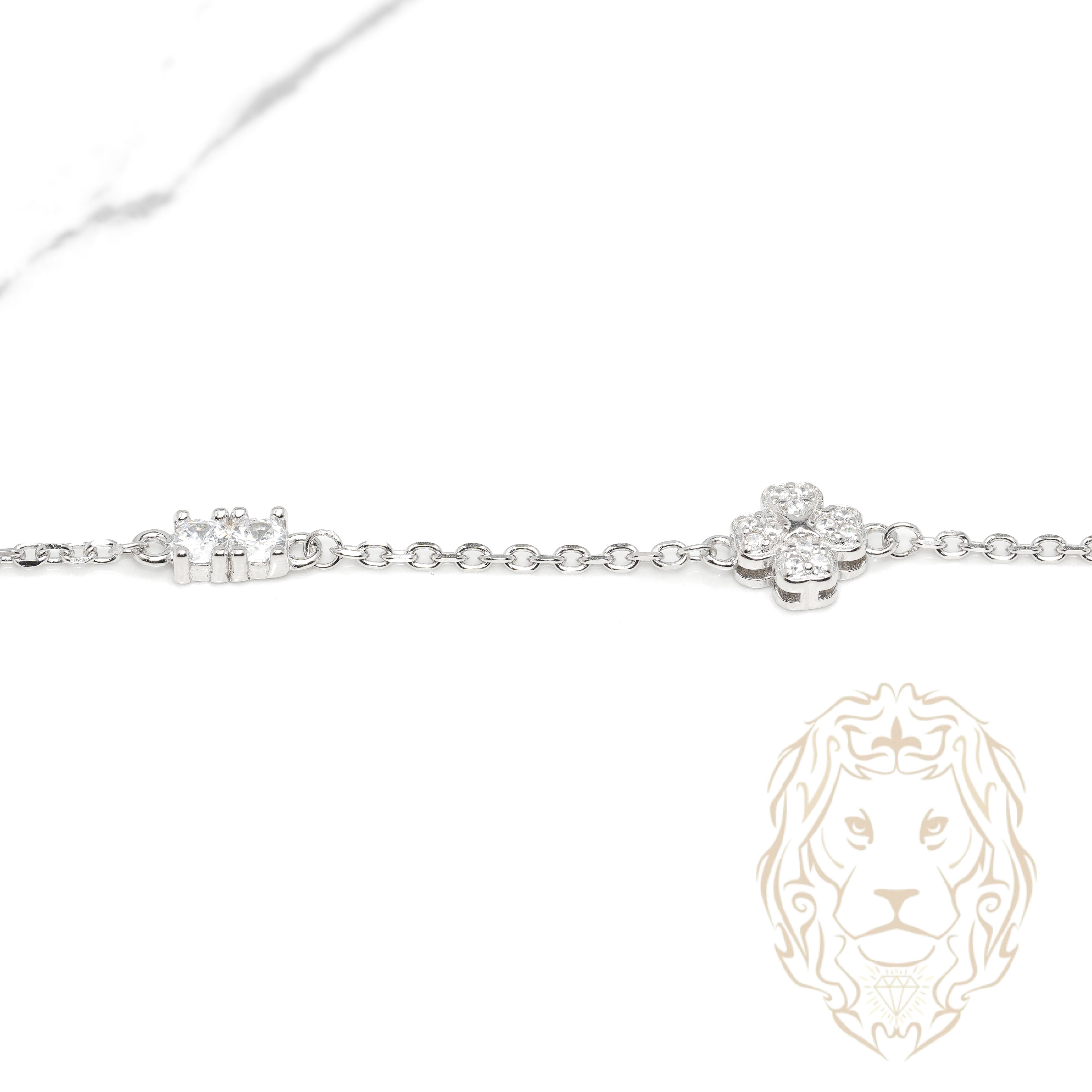 Bracelet de cheville - Argent trèfle pavé de cz - ANS014