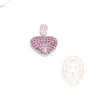 Pendentif - Argent coeur pavé de pierres cz rouges - PES287