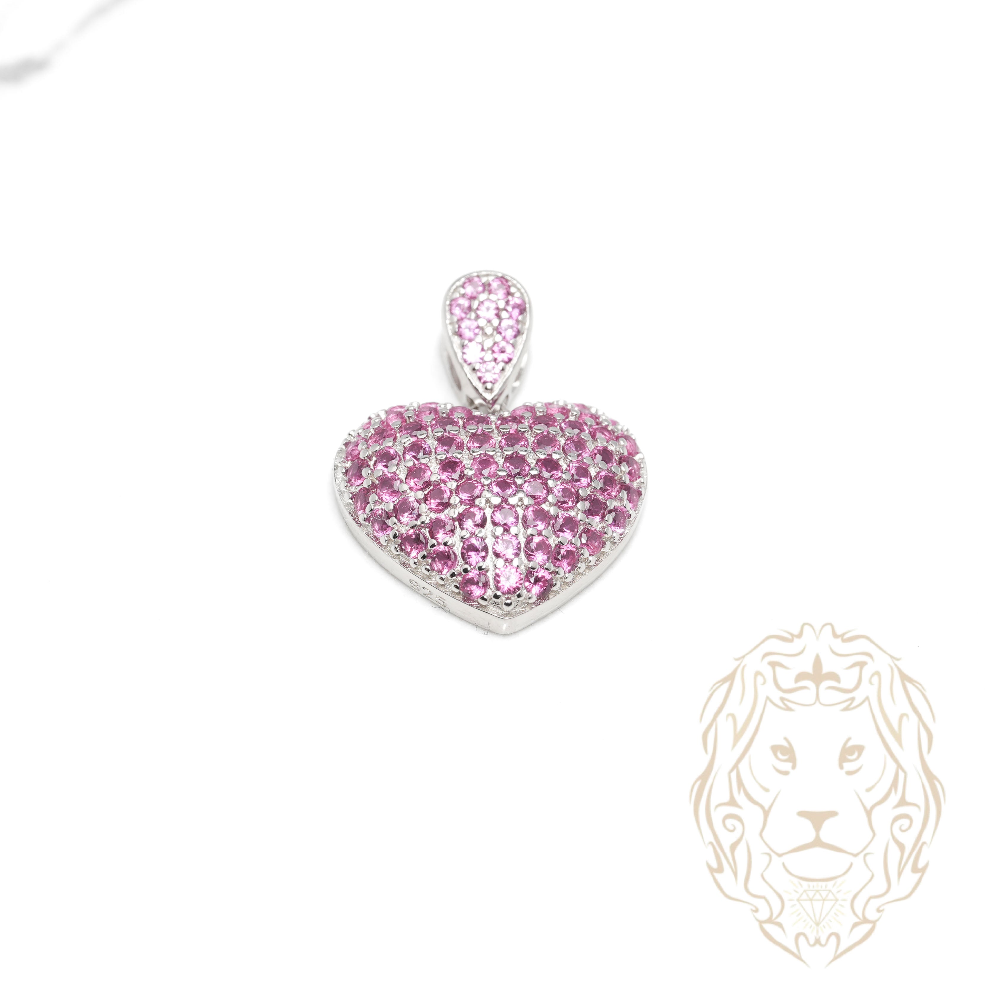 Pendentif - Argent coeur pavé de pierres cz rouges - PES287