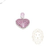 Pendentif - Argent coeur pavé de pierres cz rouges - PES287