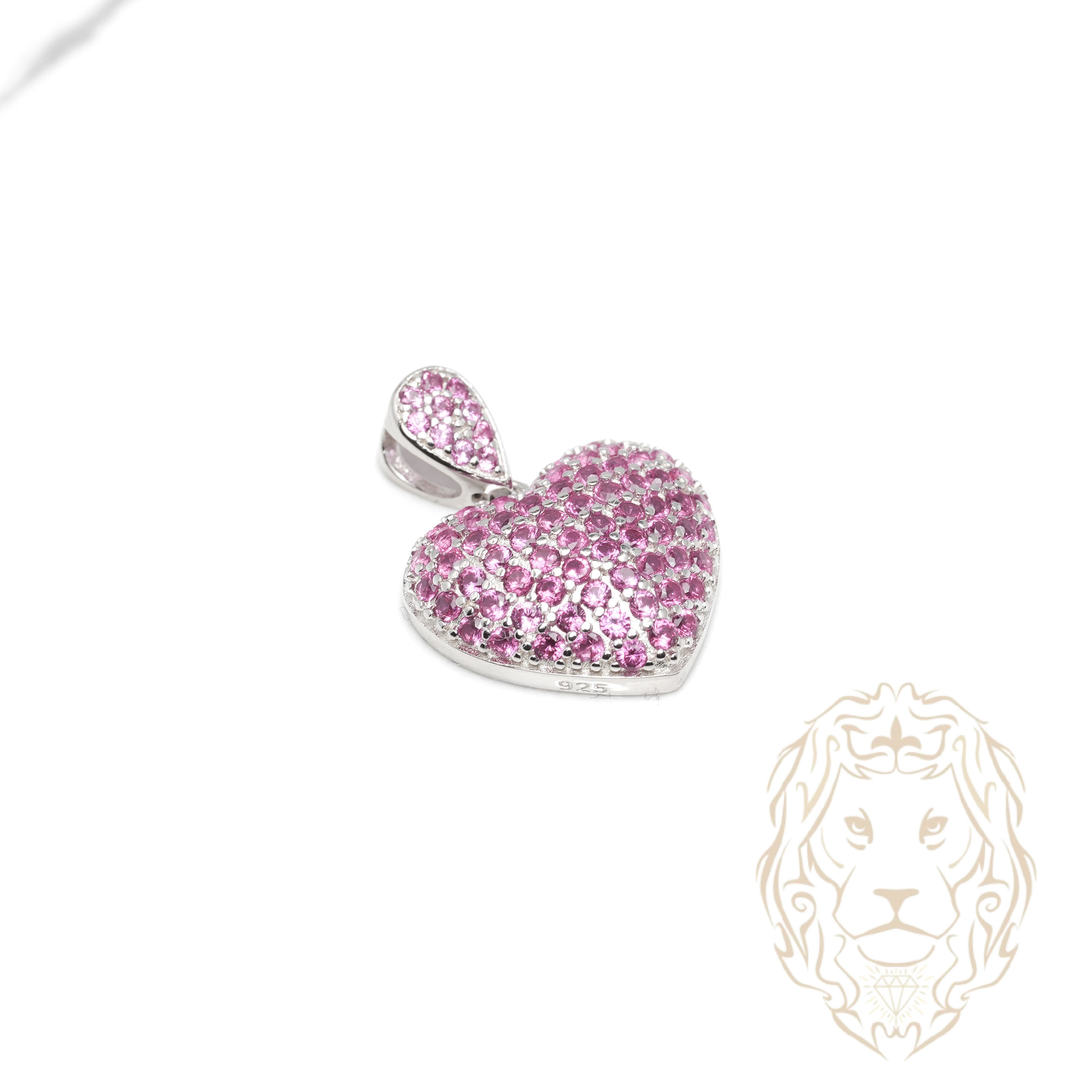 Pendentif - Argent coeur pavé de pierres cz rouges - PES287