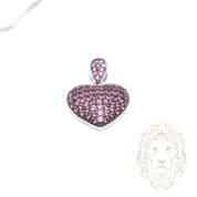 Pendentif - Argent coeur oxidé pavé de pierres cz rouges - PES289