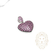 Pendentif - Argent coeur oxidé pavé de pierres cz rouges - PES289