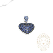 Pendentif - Argent coeur pavé de pierres cz bleues - PES288