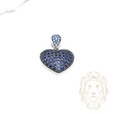 Pendentif - Argent coeur pavé de pierres cz bleues - PES288