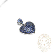 Pendentif - Argent coeur pavé de pierres cz bleues - PES288