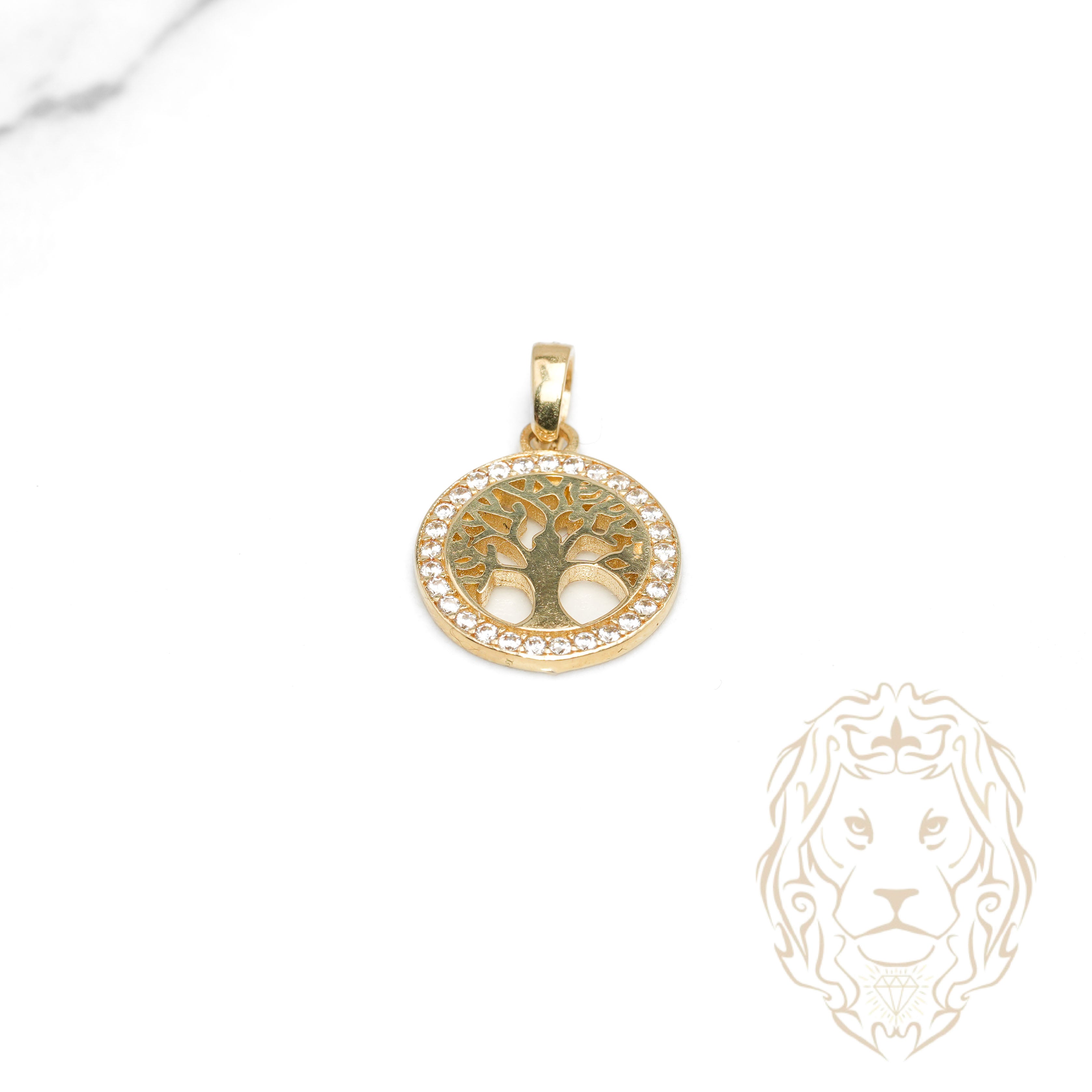 Pendentif - Or 10K jaune arbre de vie pavé de cz - PEG1227