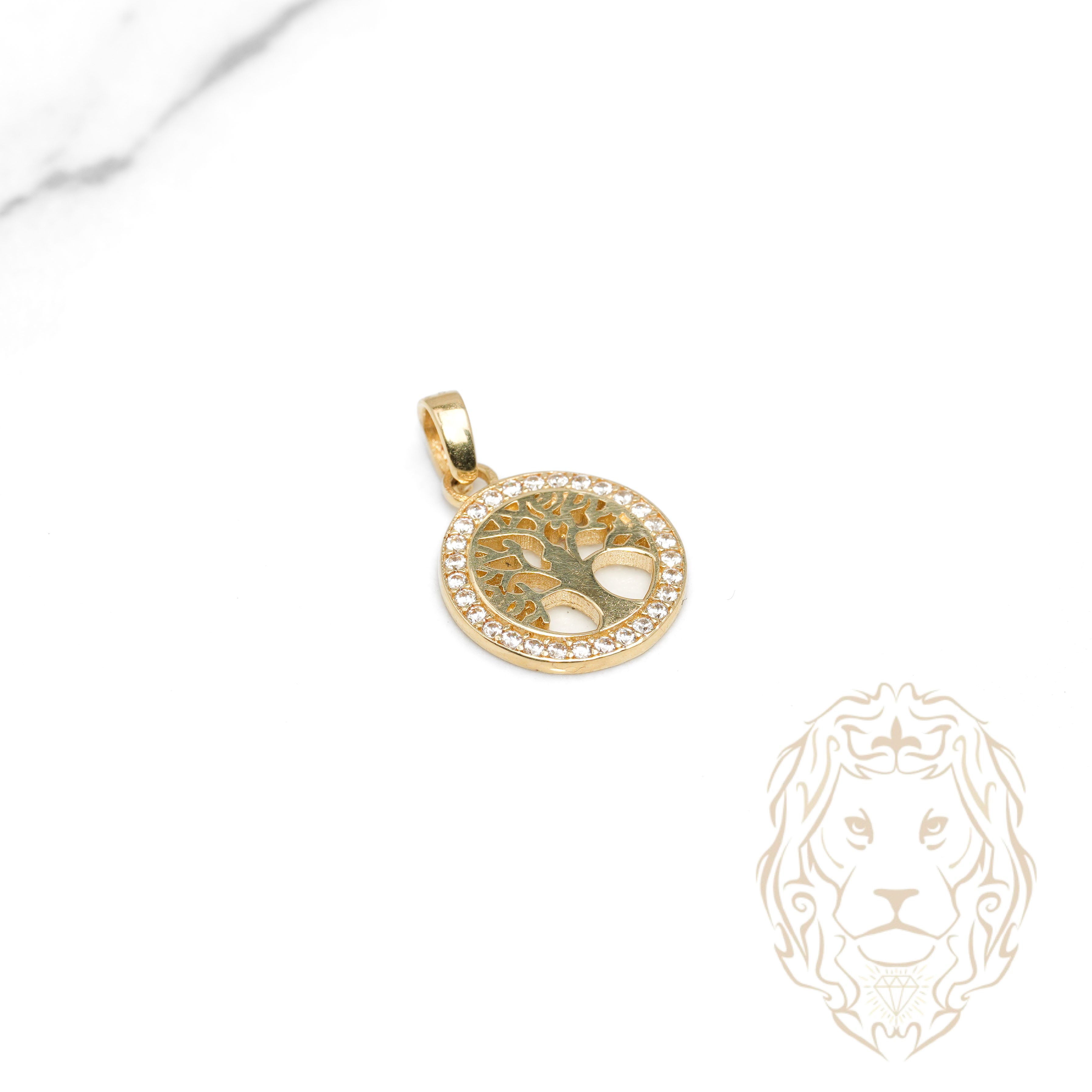 Pendentif - Or 10K jaune arbre de vie pavé de cz - PEG1227