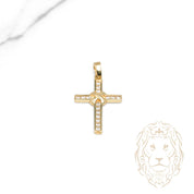 Pendentif - Or 10K jaune croix pavé de cz - PEG1228