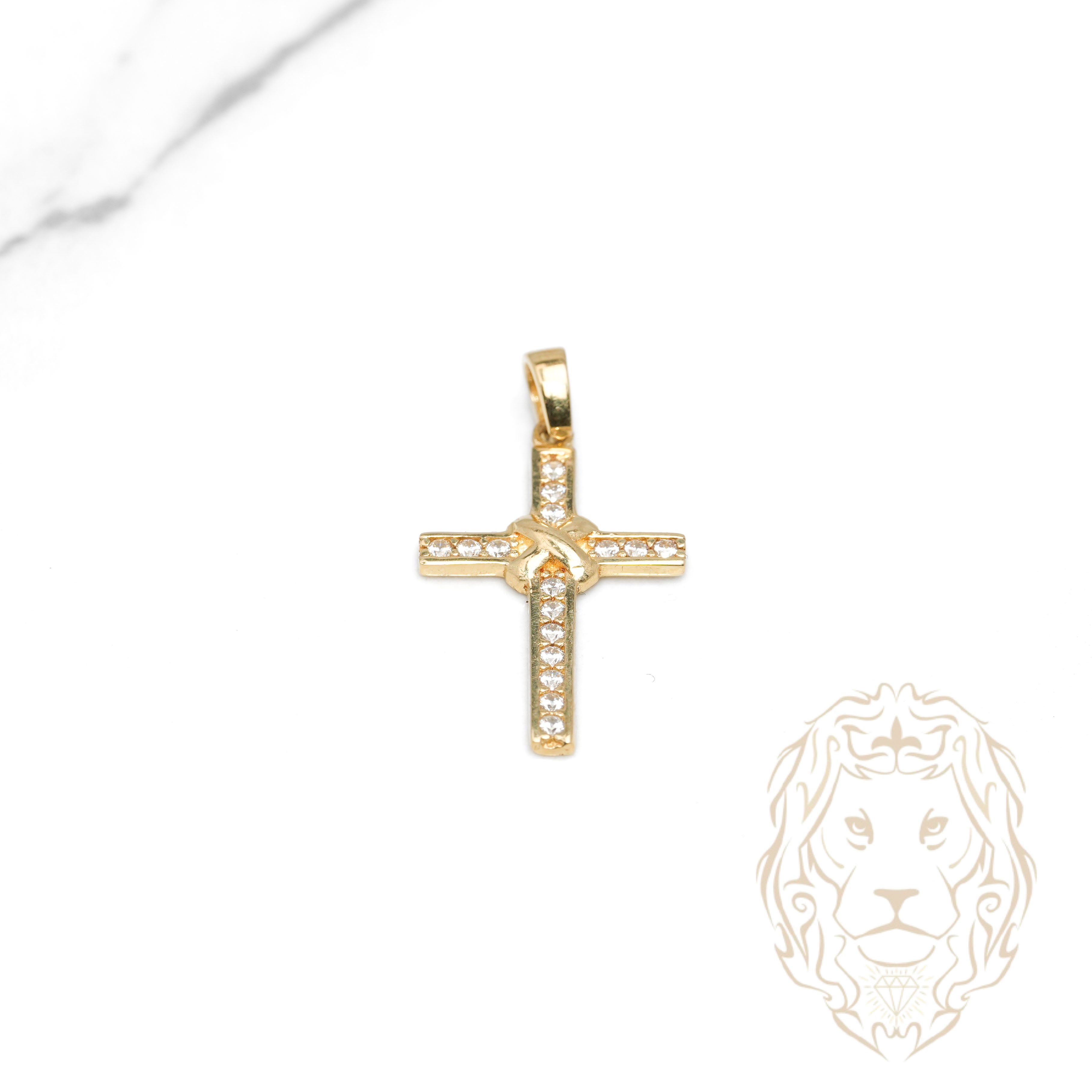 Pendentif - Or 10K jaune croix pavé de cz - PEG1228