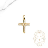 Pendentif - Or 10K jaune croix pavé de cz - PEG1228