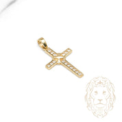 Pendentif - Or 10K jaune croix pavé de cz - PEG1228