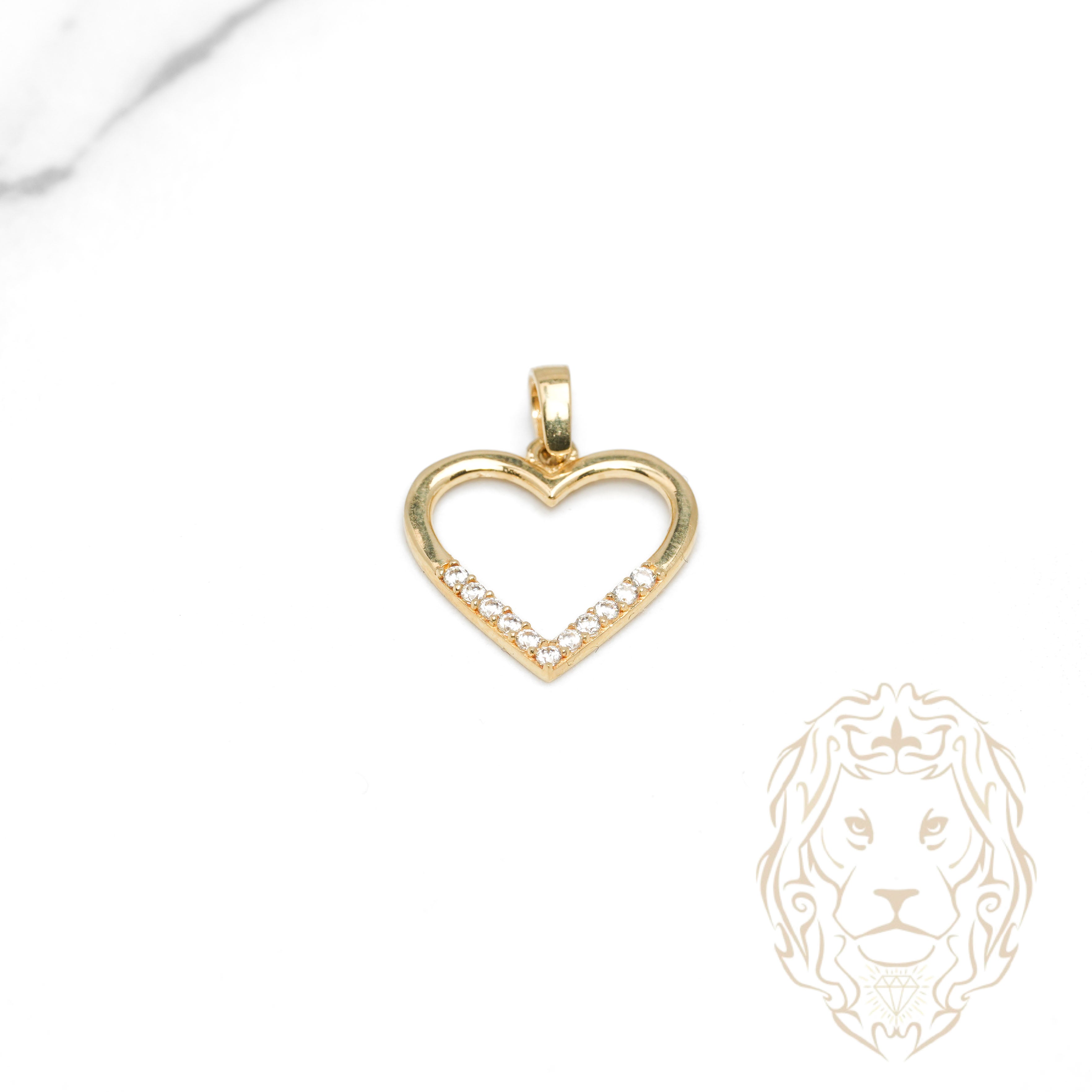 Pendentif - Or 10K jaune coeur pavé de cz - PEG1229