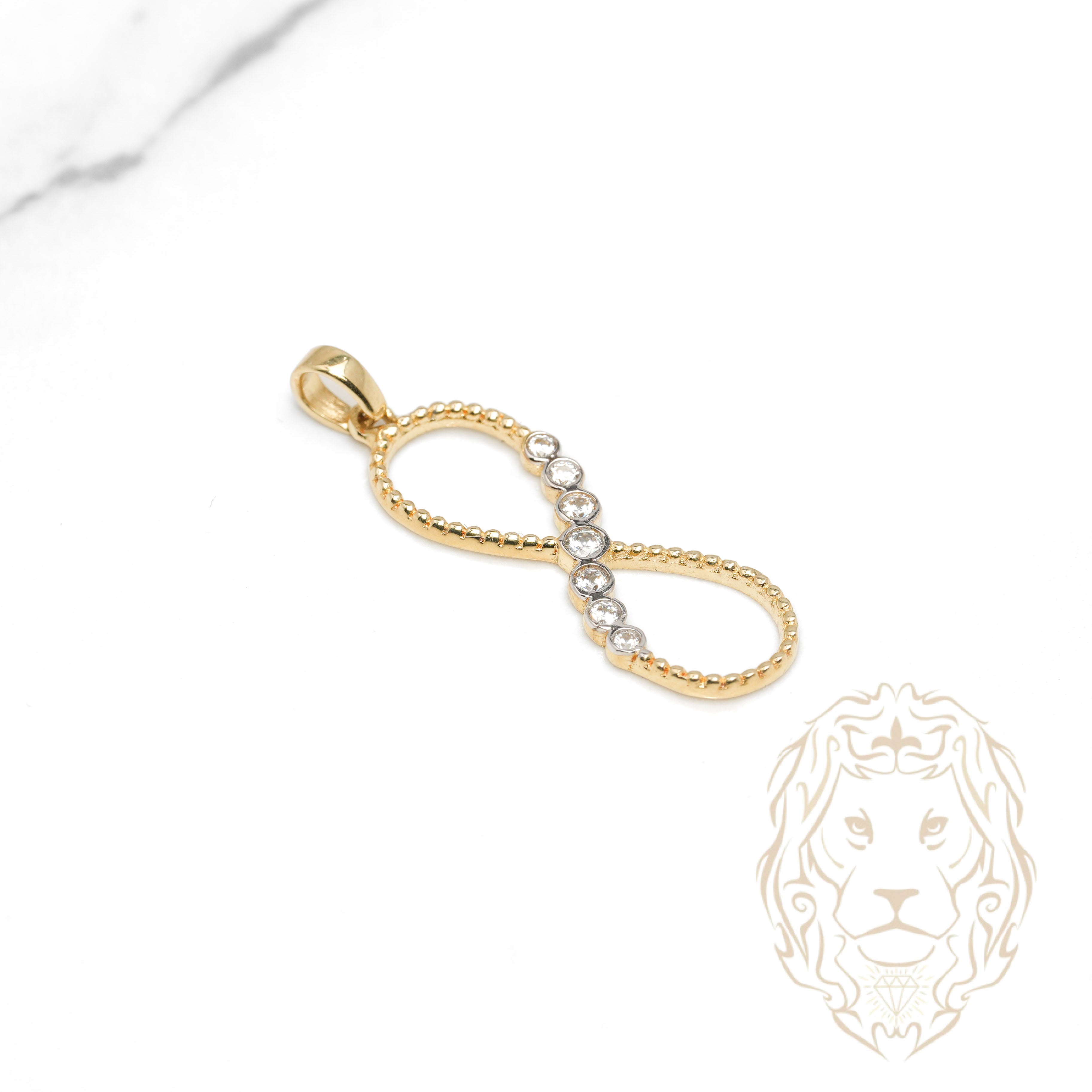 Pendentif - Or 10K deux tons jaune & blanc infini perlé & serti de pierres cz - PEG1230