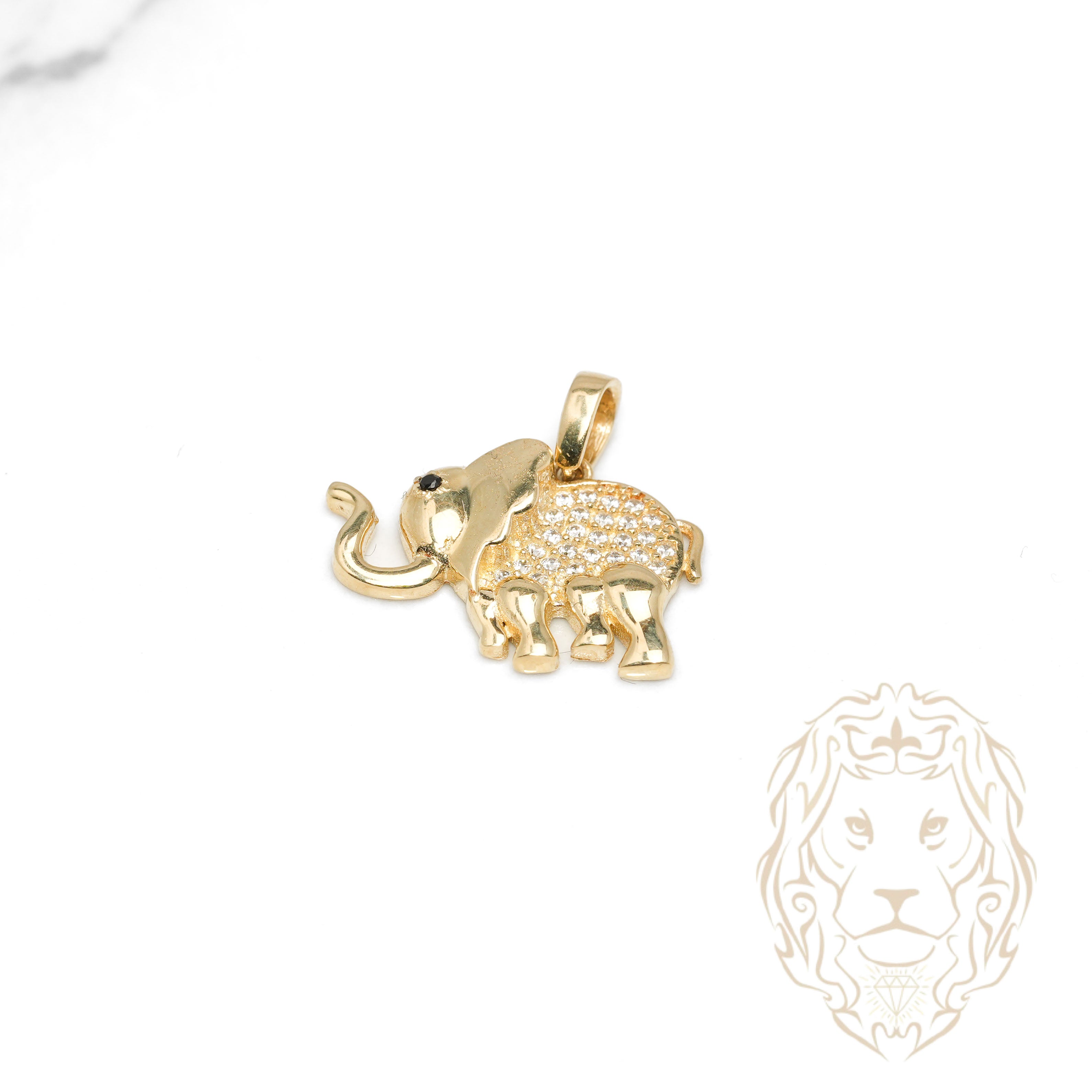 Pendentif - Or 10K jaune éléphant pavé de cz - PEG1231